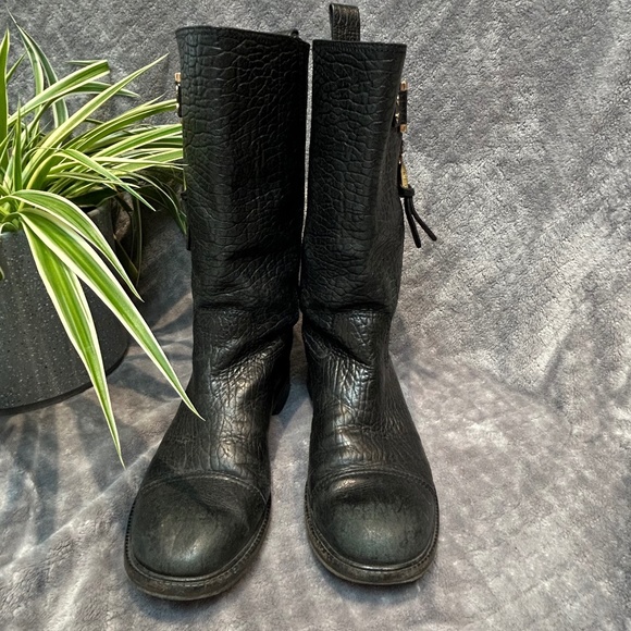 TORY BURCH Pebbled Leather STOWE Moto Boots - Picture 2 of 7